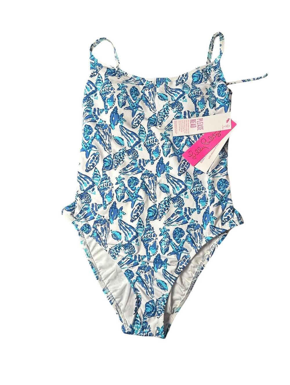 LILLY PULITZER X MINNIE shell collector scoop neck one piece swimsuit size 10